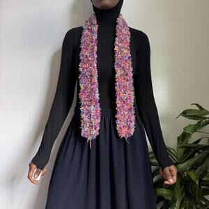 Vintage Multi-coloured crochet fuzzy scarf